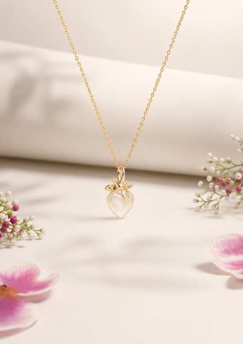 Blooming Heart Pearl Pendant Necklace