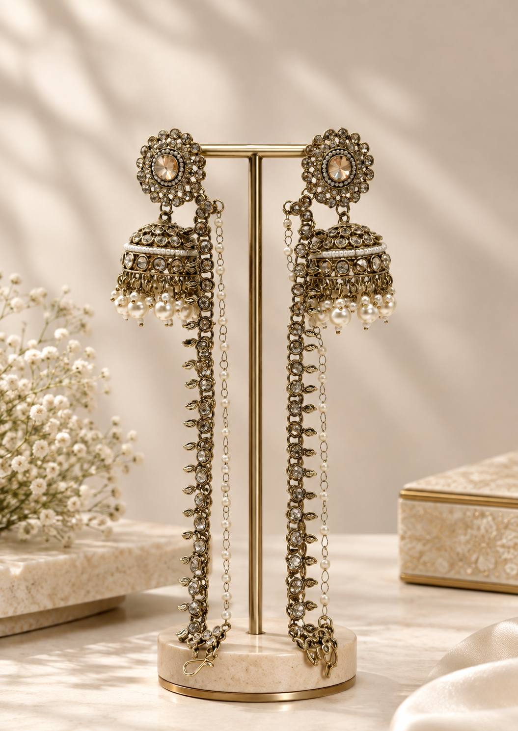 Antique Pearl Jhumka Earrings