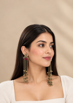 Ruby Heart Cascade Statement Earrings