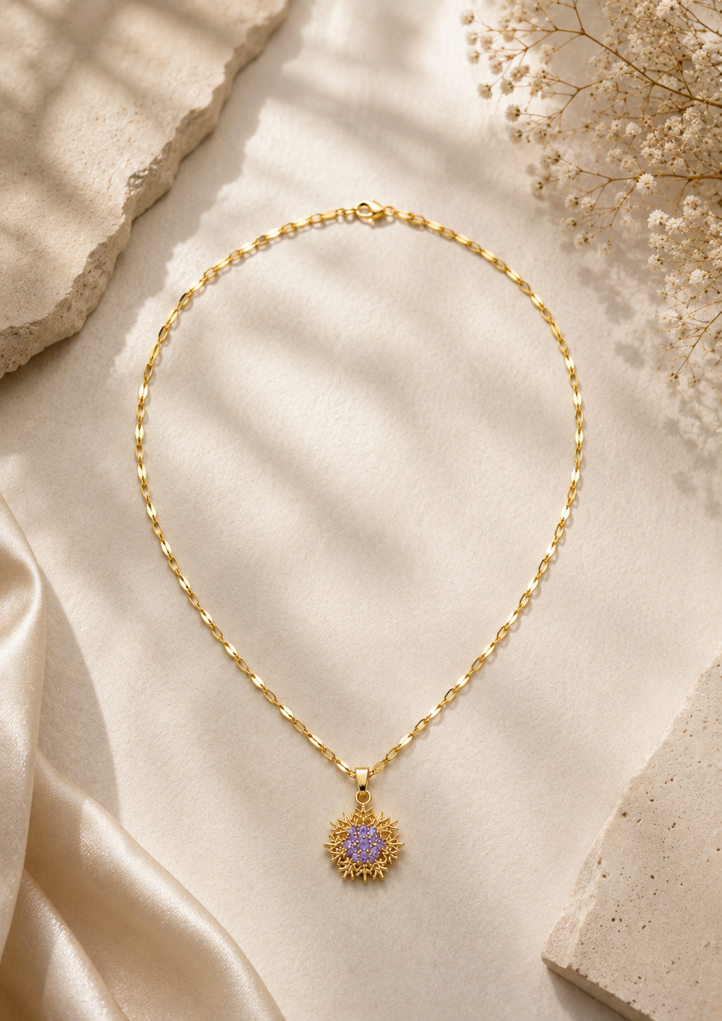 Golden Snowflake Pendant Necklace