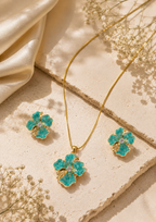 Turquoise Floral Necklace & Earrings Set