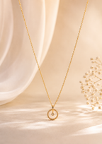 Halo Round Rose Gold Pendant Necklace