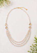 Ivory Crystal Layered Beaded Necklace