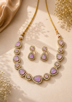 Lavender Gemstone Necklace & Earrings Set
