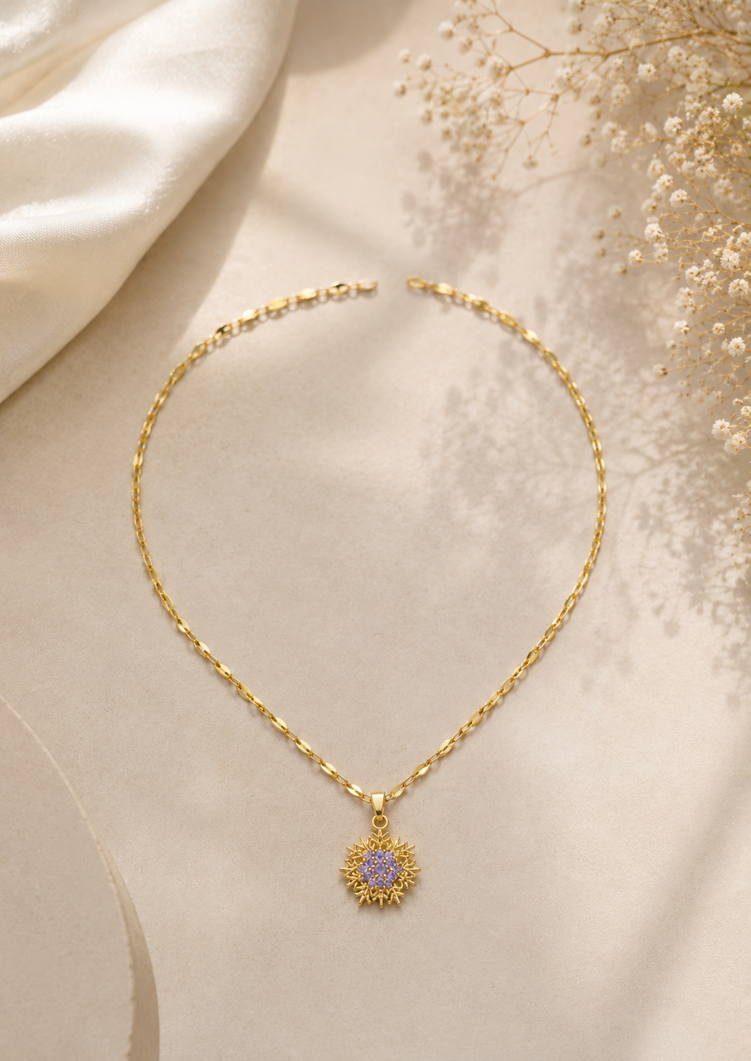 Golden Snowflake Pendant Necklace