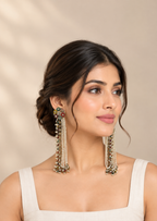 Multicolor Pearl Long Chain Earrings