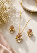 Floral Pearl & Crystal Necklace Set