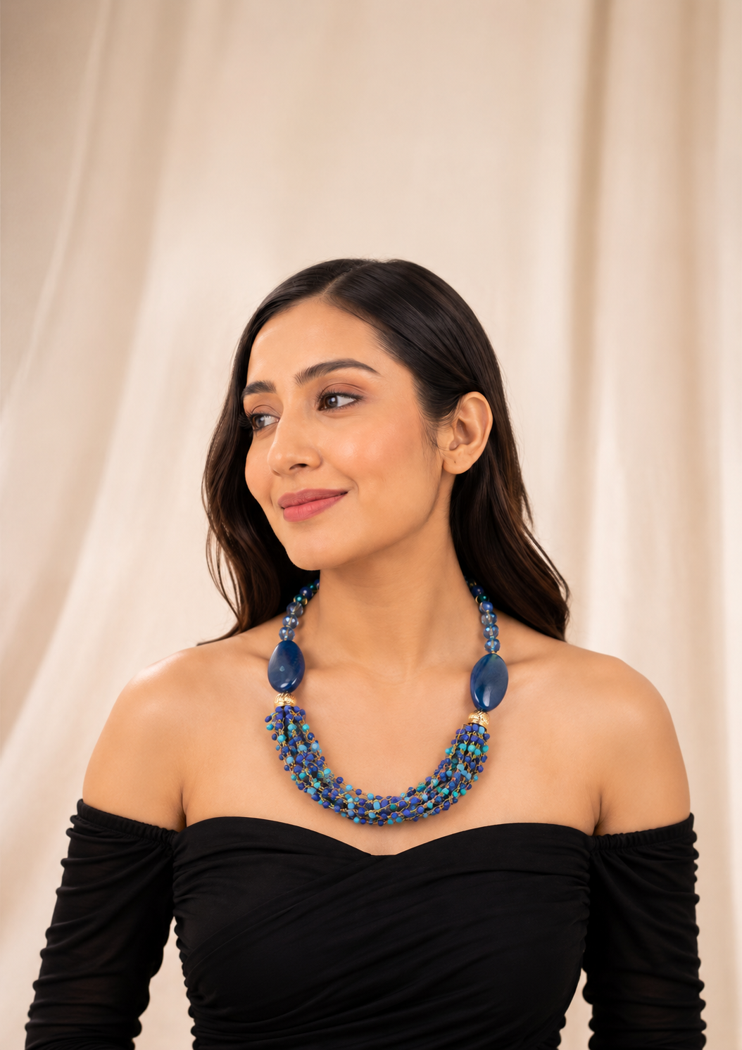 Coral Beaded Tassel Necklace