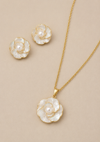 Pearl Flower Necklace & Earrings Set