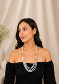 Ivory Crystal Layered Beaded Necklace