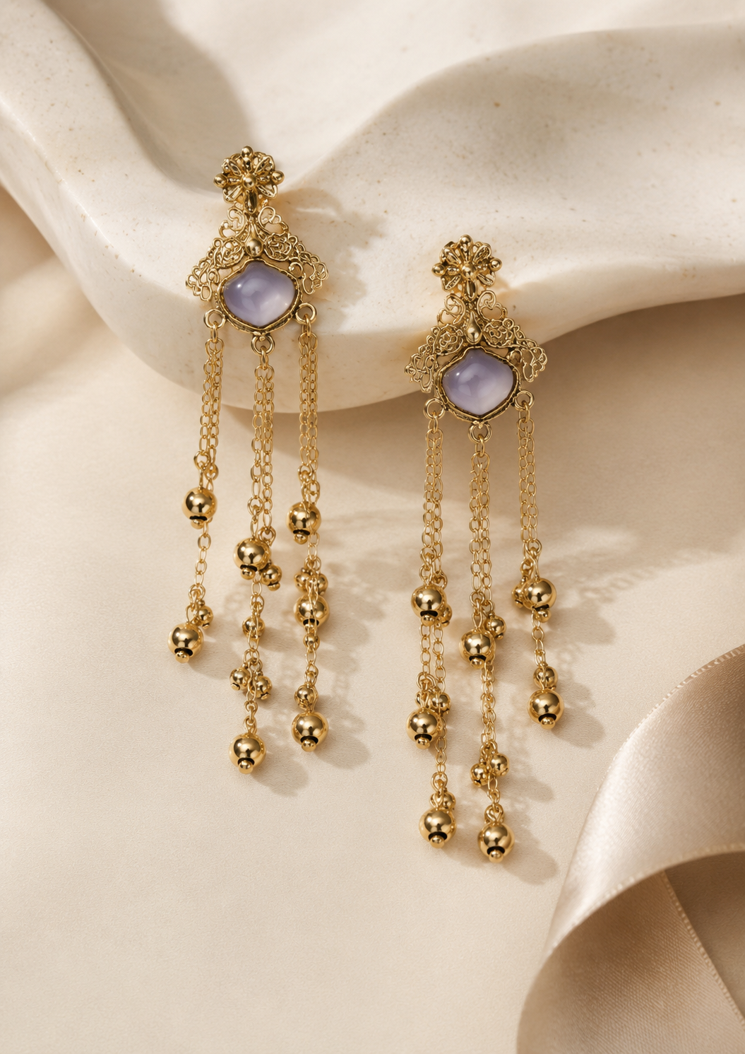 Royal Cascade Gold Chandelier Earrings