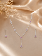 Pink Stone Crystal Necklace & Earring Set