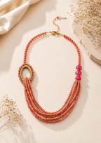Multi-Strand Beaded Tassel Necklace