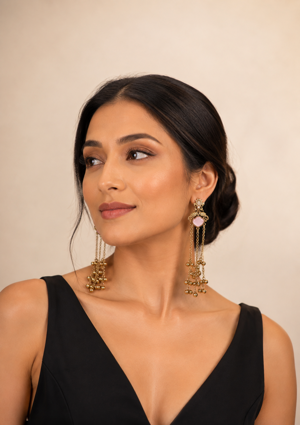 Blush Heart Cascade Chandelier Earrings